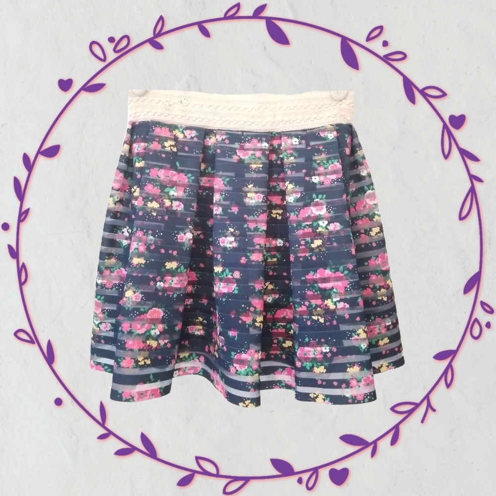 Floral and Stripe Skirt